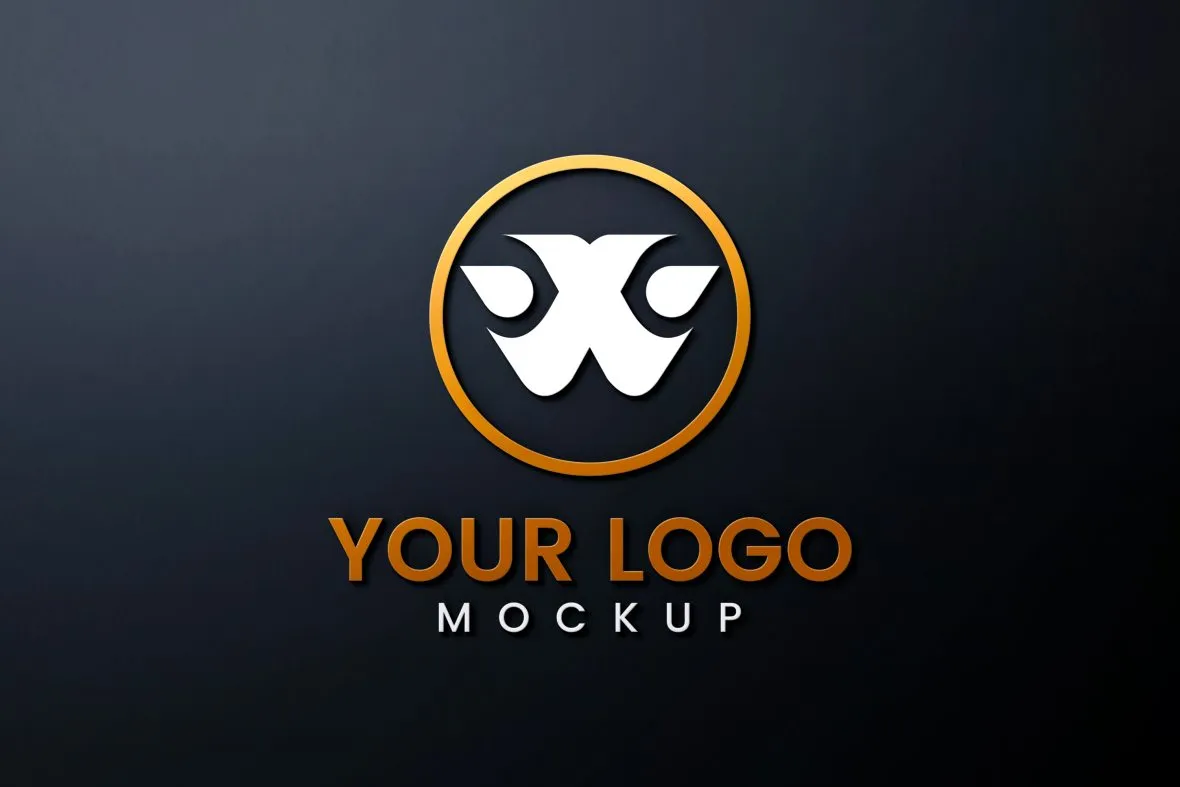 Elegant minimalist logo mockup on dark background representing branding and visual identity